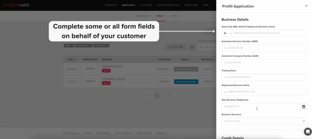 Complete form fields on behalf of your customer